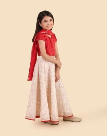 White Cotton Silk Blend 3pc Lehenga Set