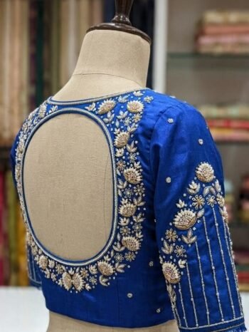 Premium Handcrafted Boat Neck AariWork Blouse