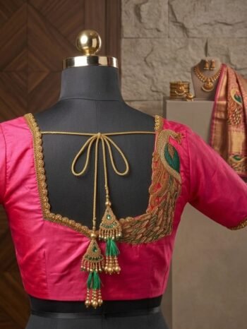 Peacock Motif Aari Work Blouse – Same Back Neck, 3 Design Variations