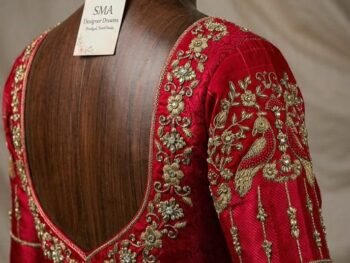 Classic Red & Gold Handcrafted Aari Blouse