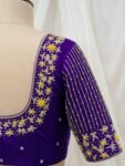 Luxury Dark Violet Aari Blouse with Bright Yellow Embroidery