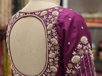 Premium Handcrafted Boat Neck AariWork Blouse