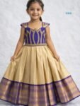 Lotus Aari Work Kids Silk Frock – Elegant Traditional Wear ( Without Fabric | Only Stiching & Aariwork)