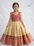 Festive Special Lotus Embroidery Silk Frock for Kids ( Without Fabric | Stiching & Aariwork Only)